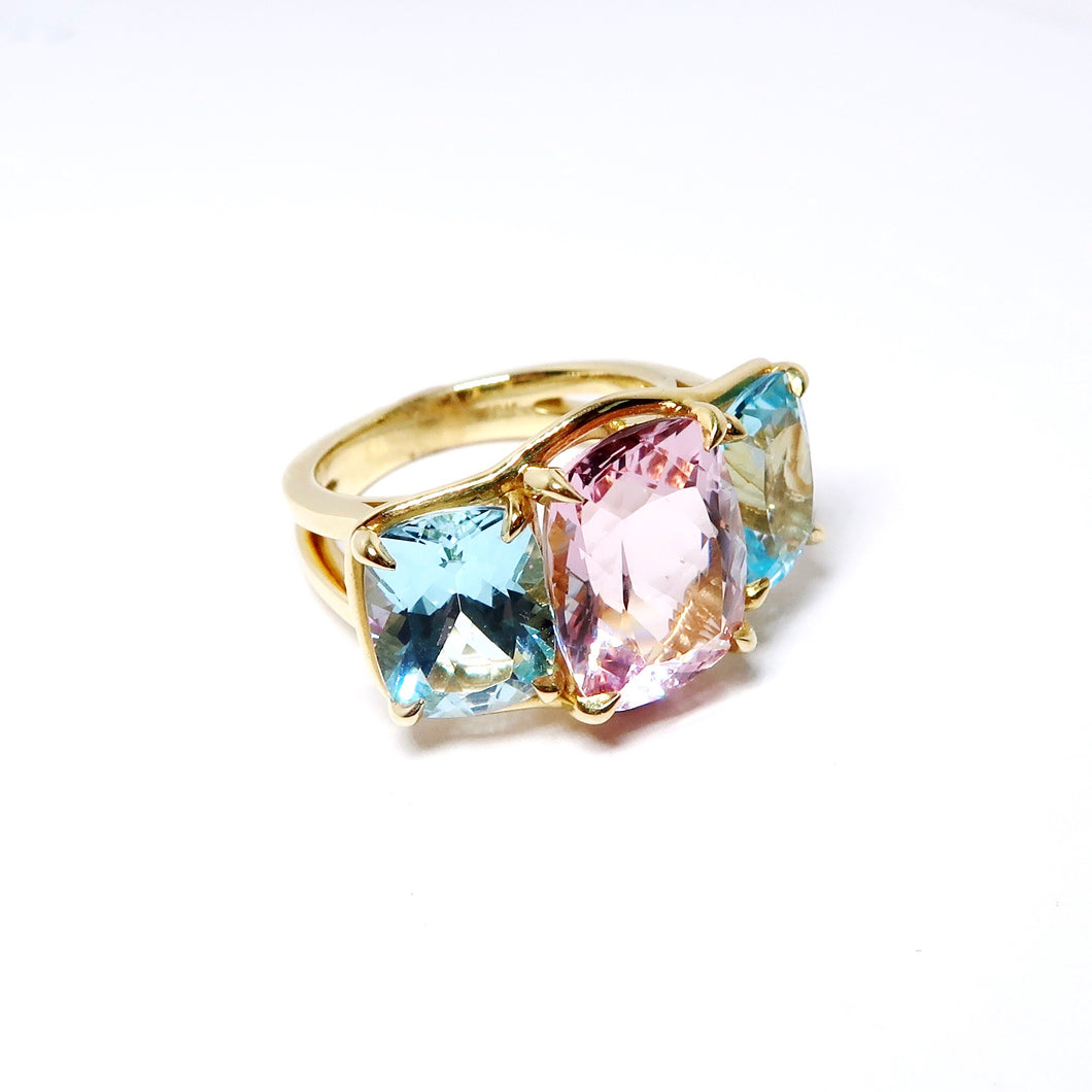 Morganite and Blue Topaz Ring