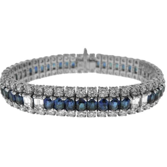 Platinum Sapphire and Diamond Bracelet