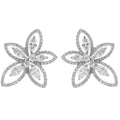 18k White Gold Round and Marquise Diamond Flower Style Earrings