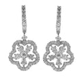 18k White Gold Round and Pear Shape Hanging Diamond Earrings