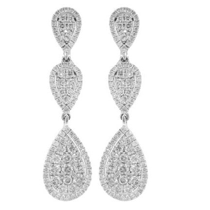 18k White Gold Diamond Dangle Earrings