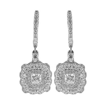 18k White Gold Hanging Diamond Earrings