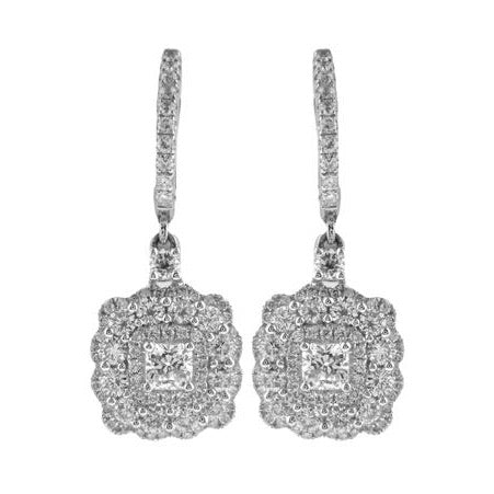 18k White Gold Hanging Diamond Earrings