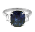Platinum Cushion Sapphire and Diamond Ring