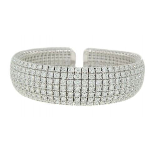 White Gold 7 Row Diamond Cuff Bracelet