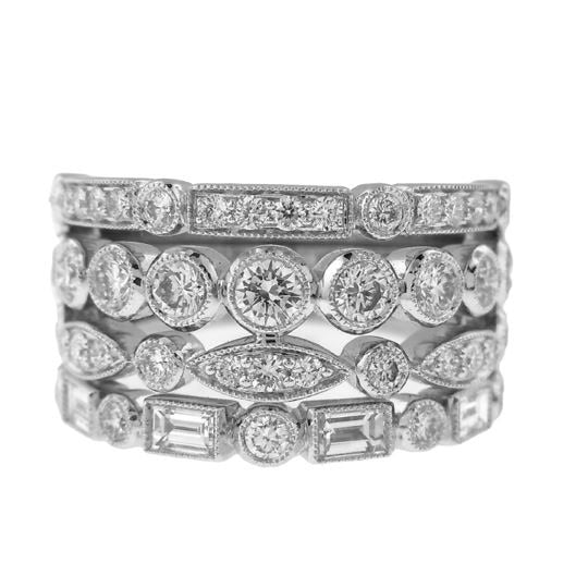 White Gold 4-Row Diamond Band