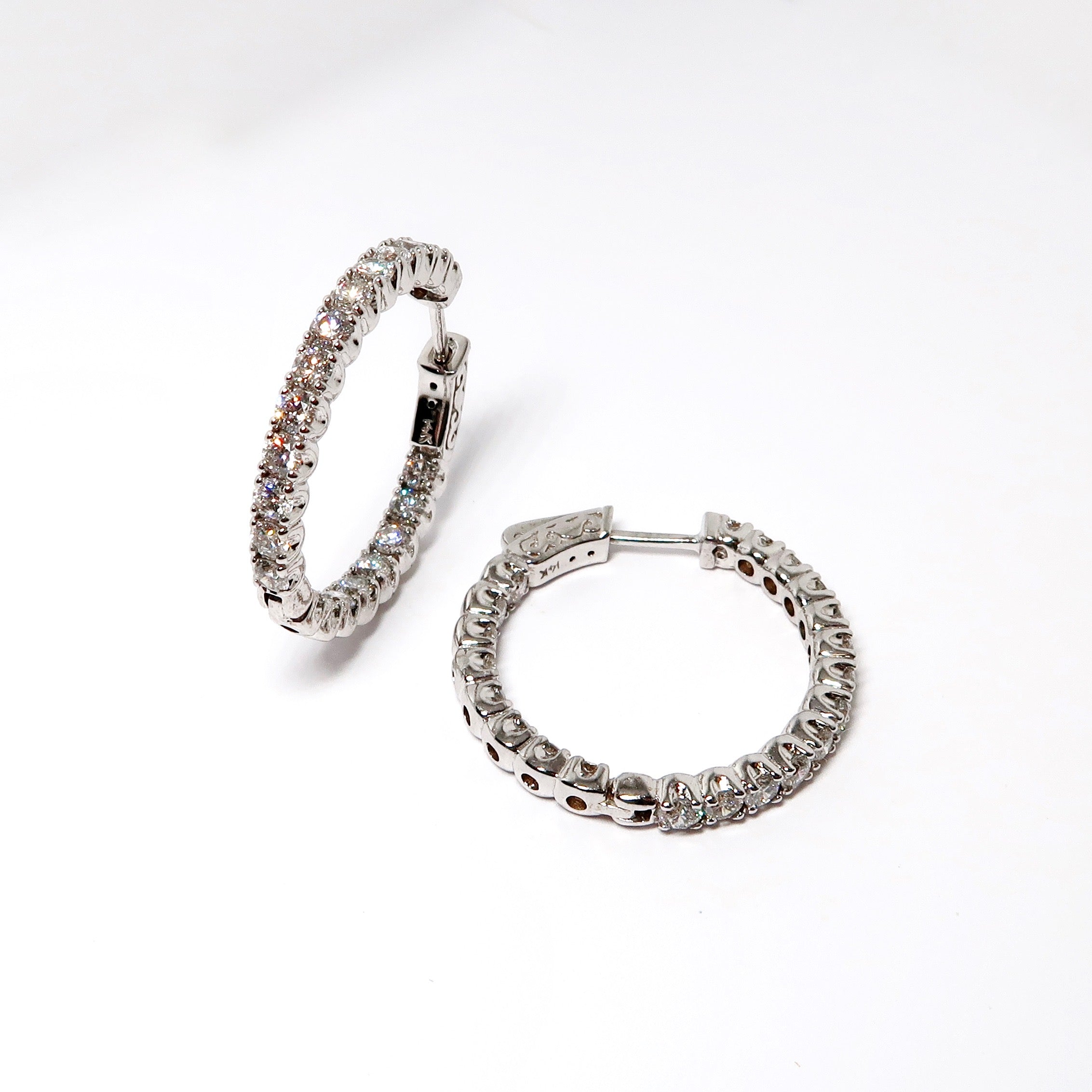 Round In/Out Diamond Hoop Earrings (Various Styles Available)