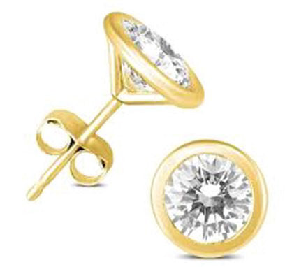 14k Yellow Gold Diamond Stud Earrings