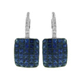 18kt White Gold Invisible Set Sapphire and Diamond Hanging Earrings