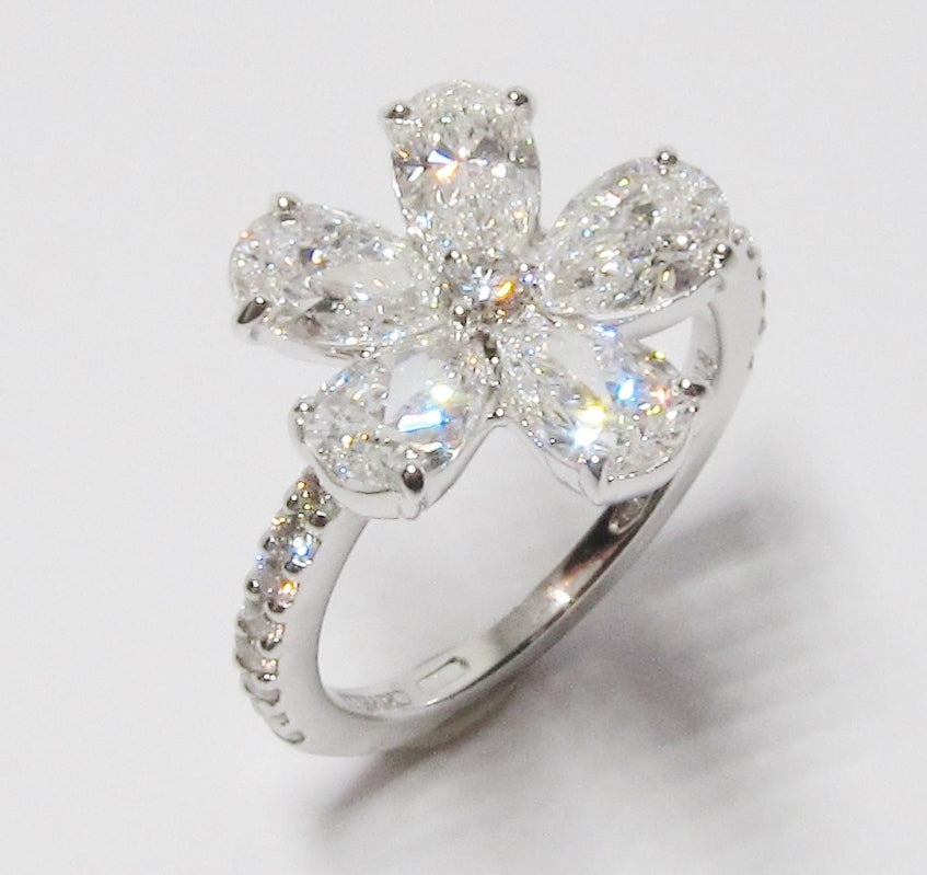 White Gold and Diamond Flower Ring