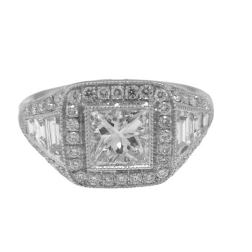 Platinum Engagement Ring with Princess Cut Diamond