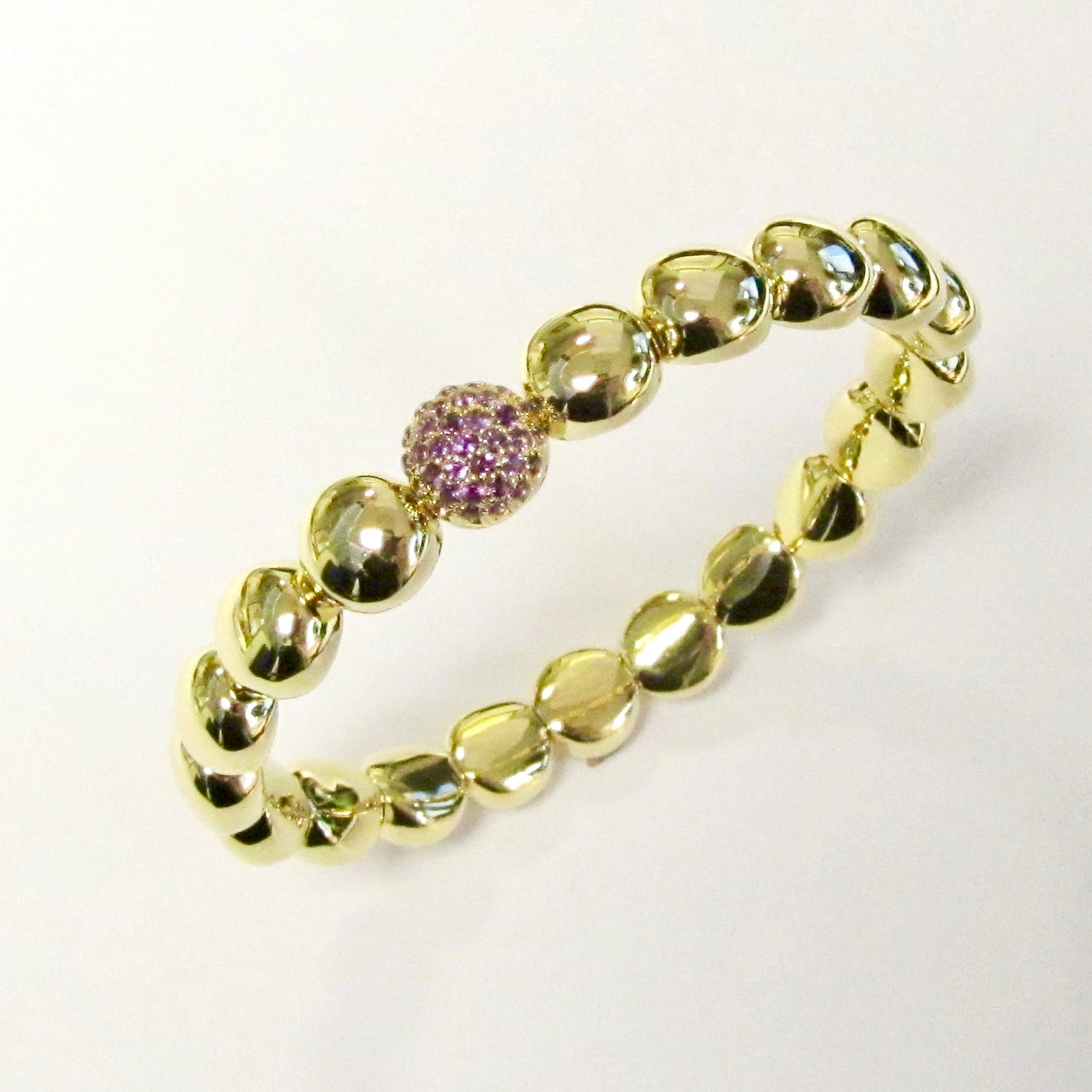 18k Yellow Gold Stretch Bangle (Pink)