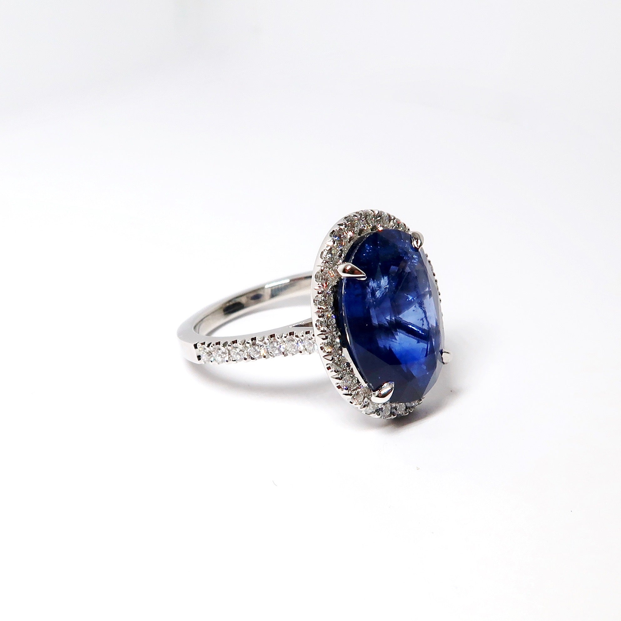Oval Blue Sapphire + Diamond Ring