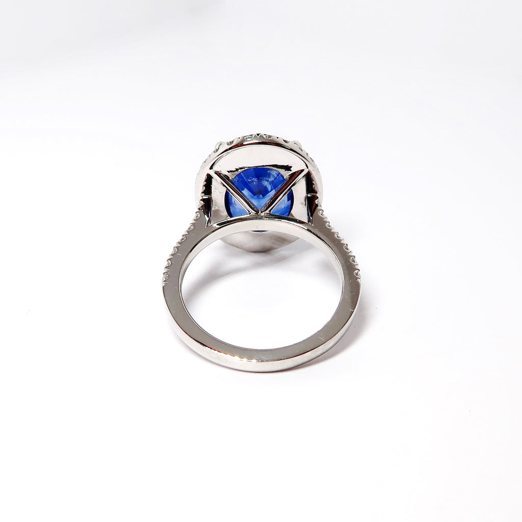 Oval Blue Sapphire + Diamond Ring