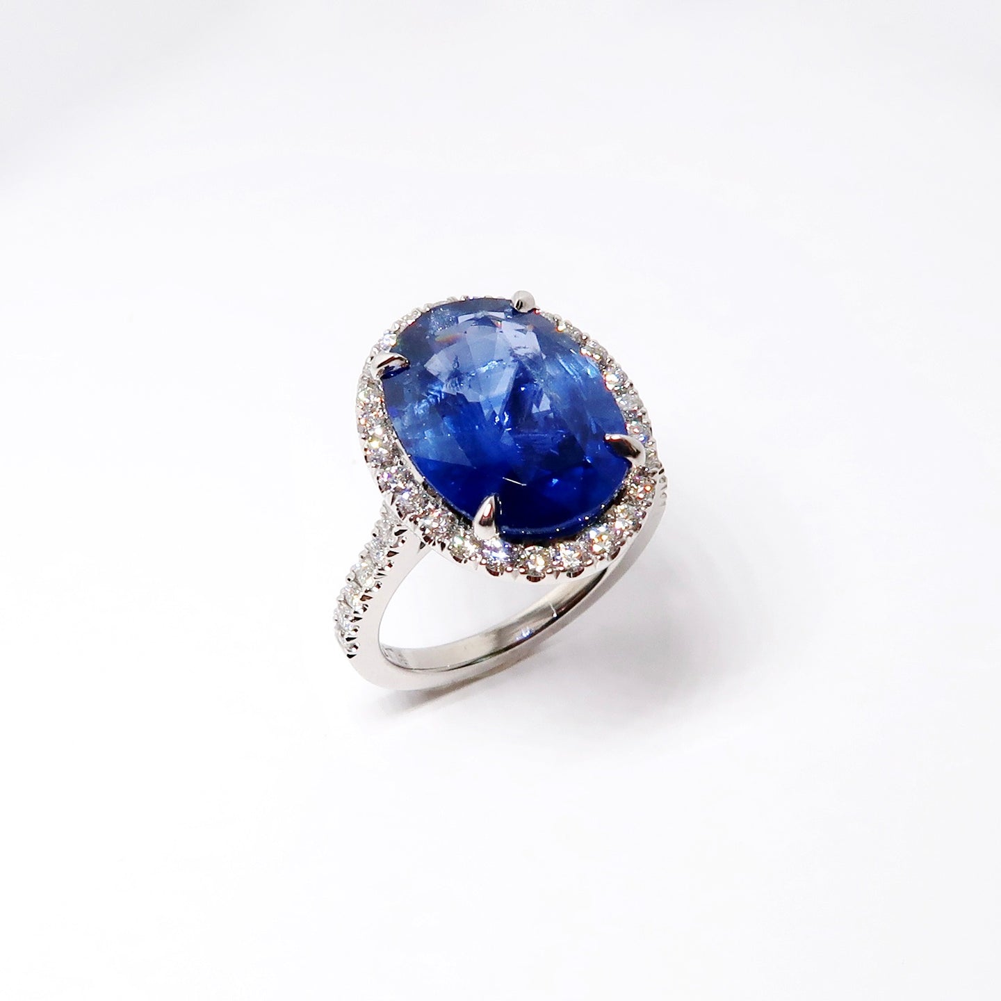 Oval Blue Sapphire + Diamond Ring