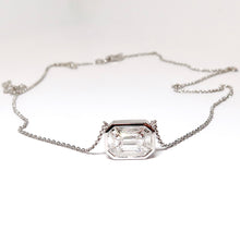 Load image into Gallery viewer, White Gold Emerald Cut Diamond Illusion Pendant with Chain
