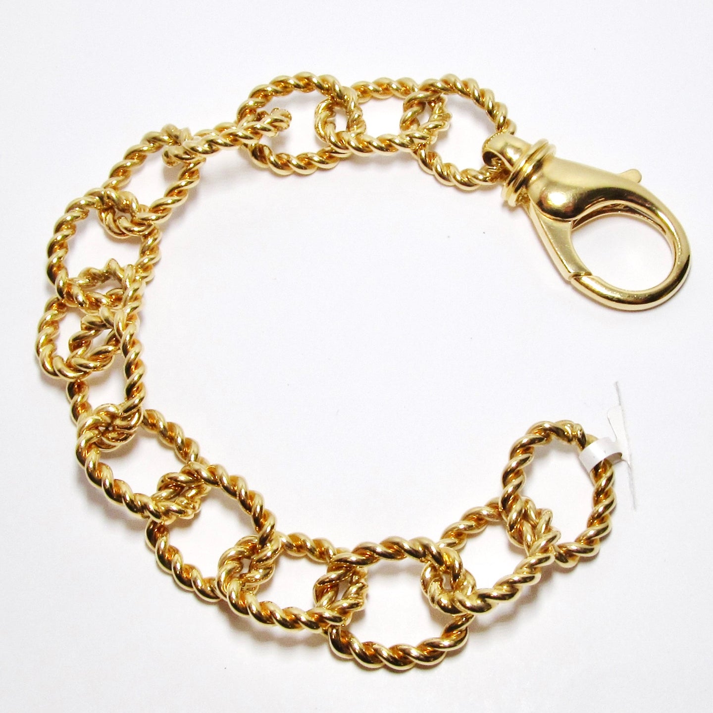 18k Yellow Gold Oval Twisted Link Bracelet w/ Lobster Claw