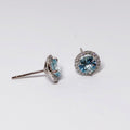 18k White Gold Aqua and Diamond Martini Earrings