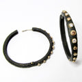Black Pebble Bold Hinged Hoops, 44mm