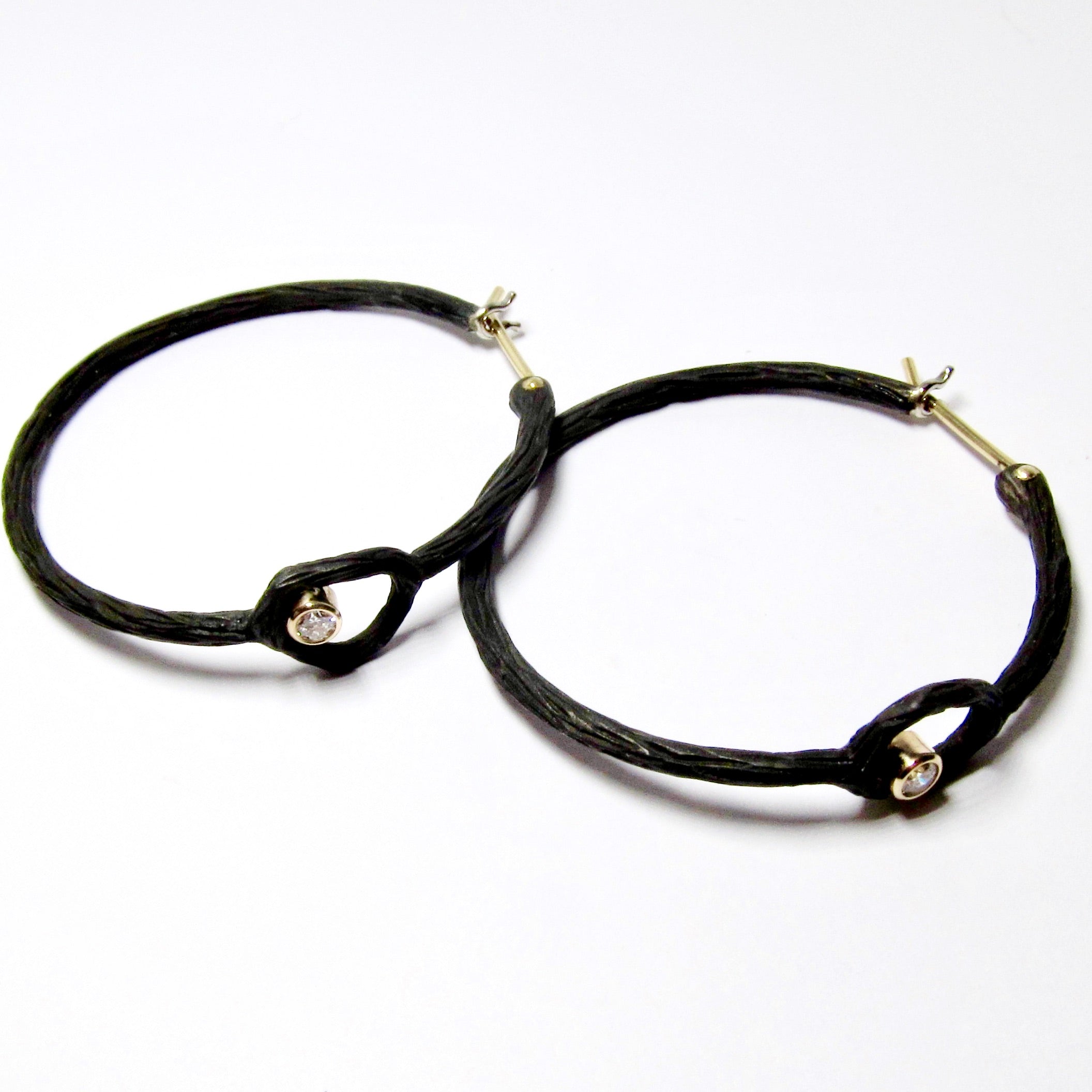 Black Pebble Circle Hoops