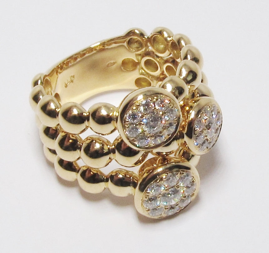 18k Yellow Gold Wide Diamond Ring