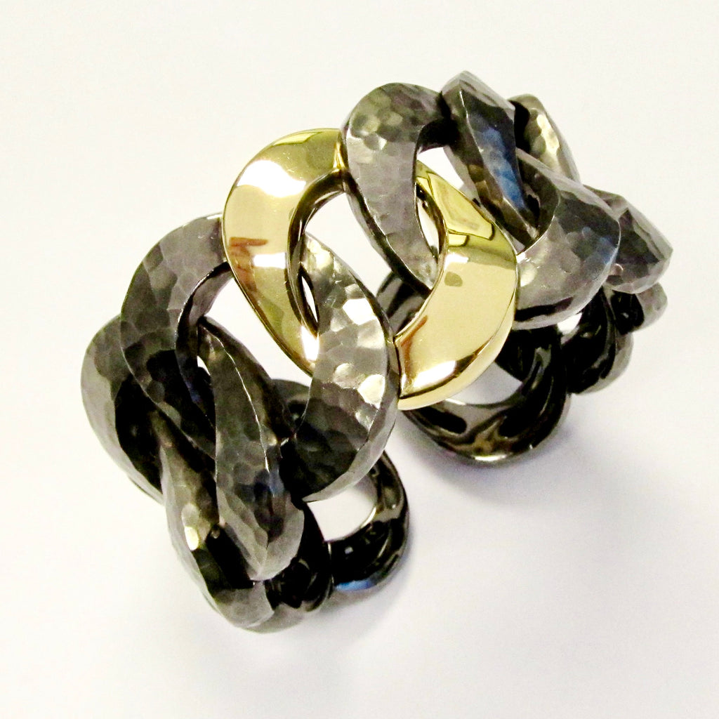18k Yellow Gold & Sterling Silver Bracelet