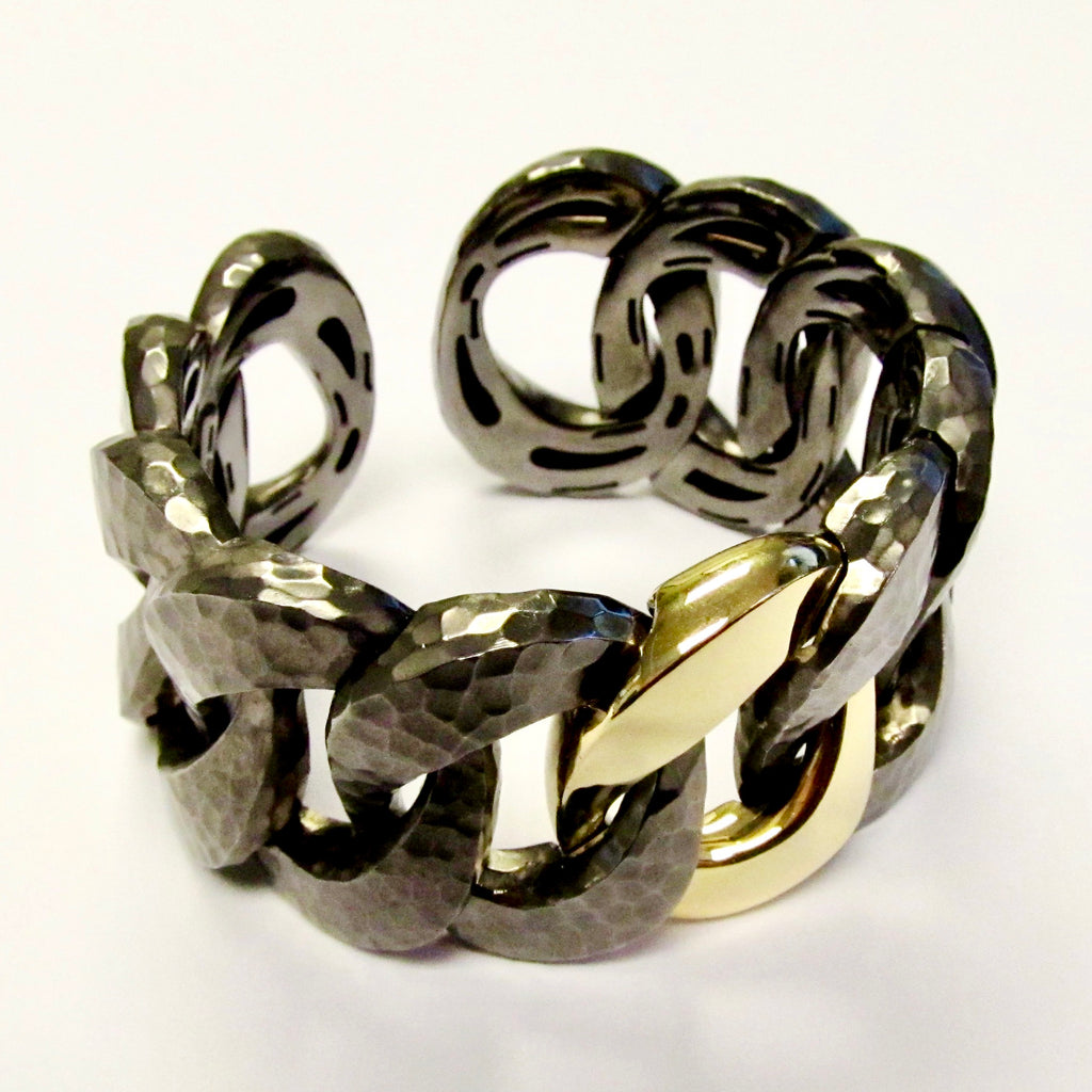 18k Yellow Gold & Sterling Silver Bracelet