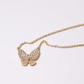 18k Yellow Gold Diamond Butterfly Pendant Necklace