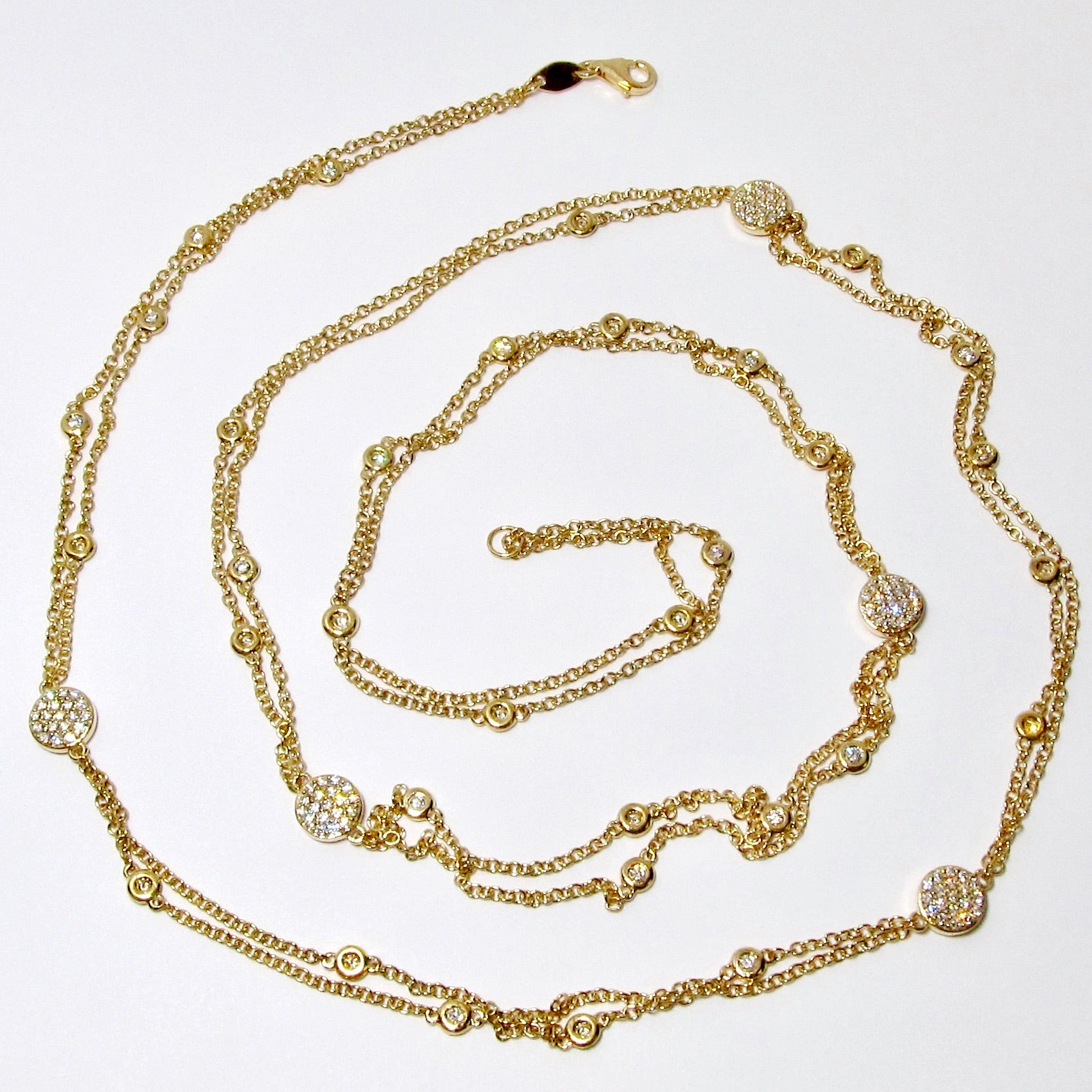 18k Yellow Gold Necklace with Diamond Disks