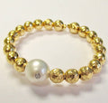 18k Rose Gold Bangle w/ White Pearl