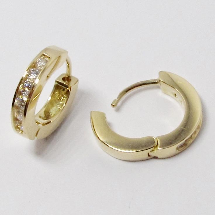 18k Yellow Gold Diamond Hoop Earrings