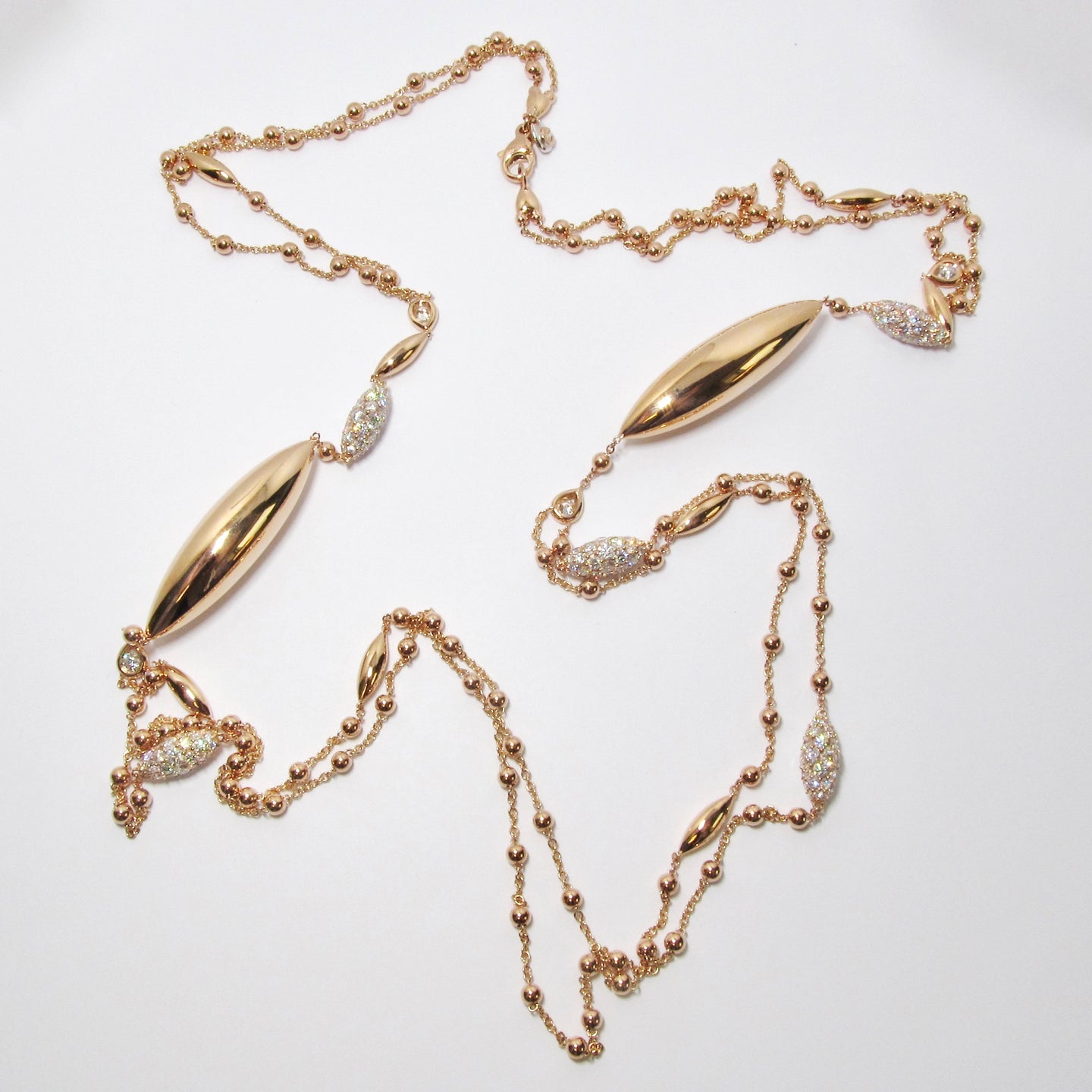 18k Pink Gold Long, Double-Strand Necklace