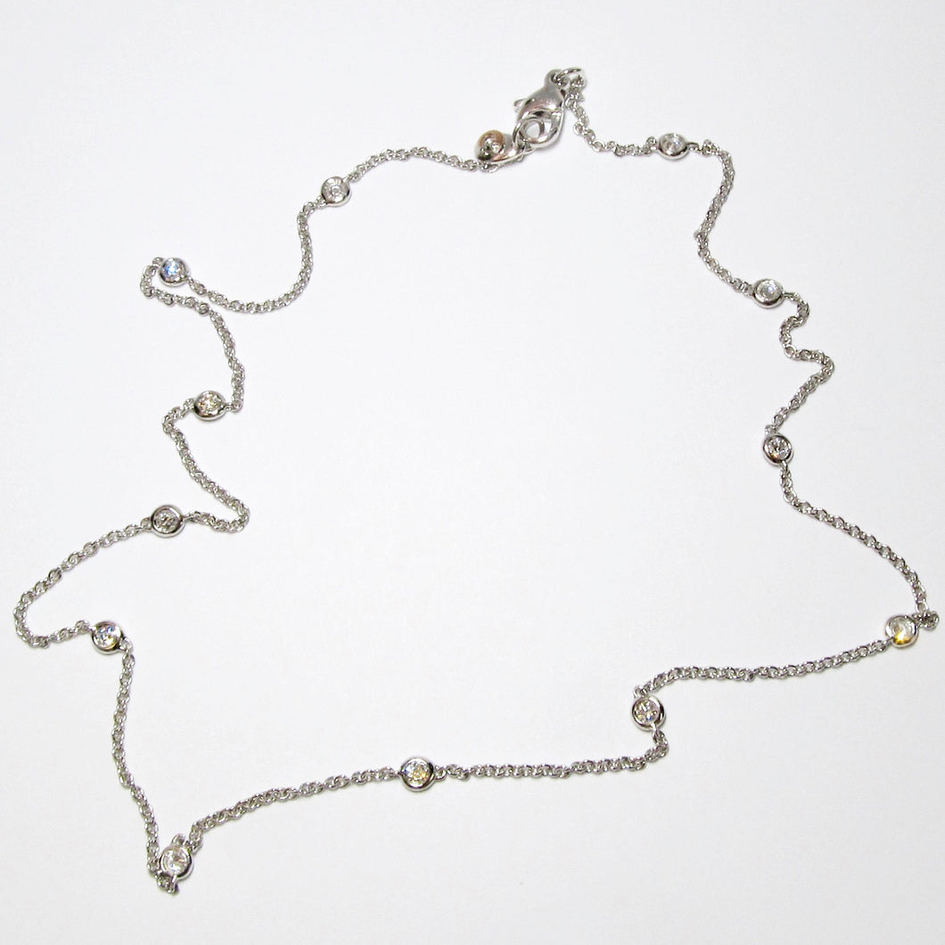 18k White Gold, Single Strand Necklace