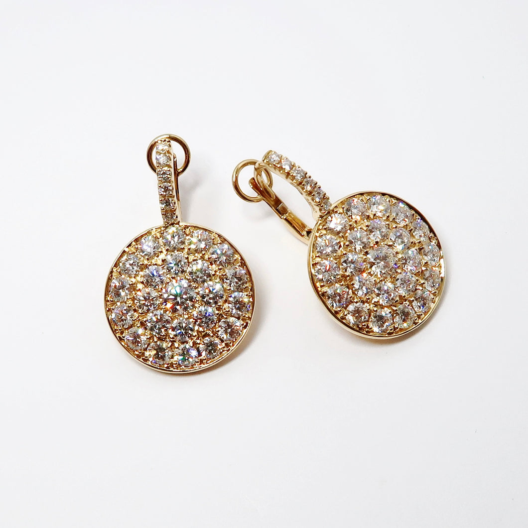 18k Yellow Gold Diamond (Drop-Disk) Earrings
