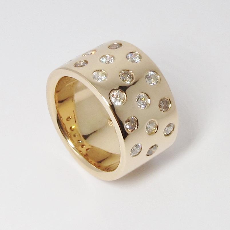 Rose Gold Wide Band with Scattered Diamonds