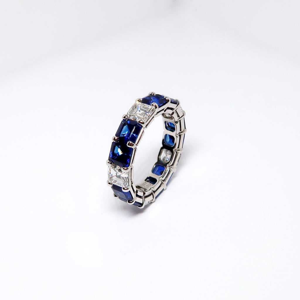 Sapphire & Diamond Eternity Band Ring