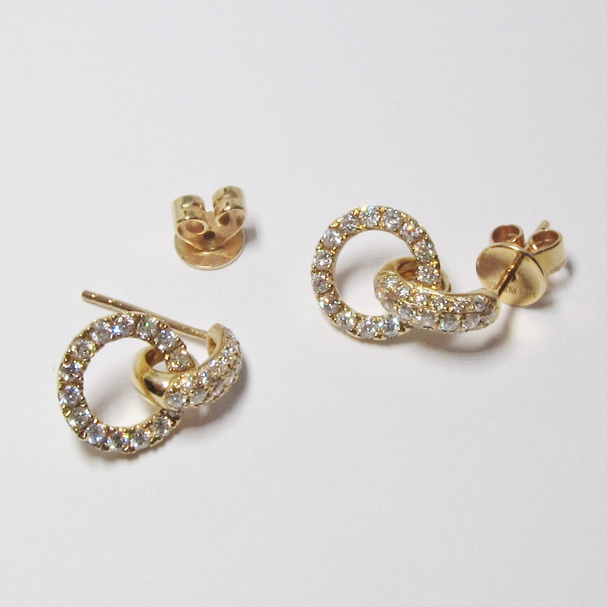 Fancy Diamond Earrings, 68 Round Diamonds