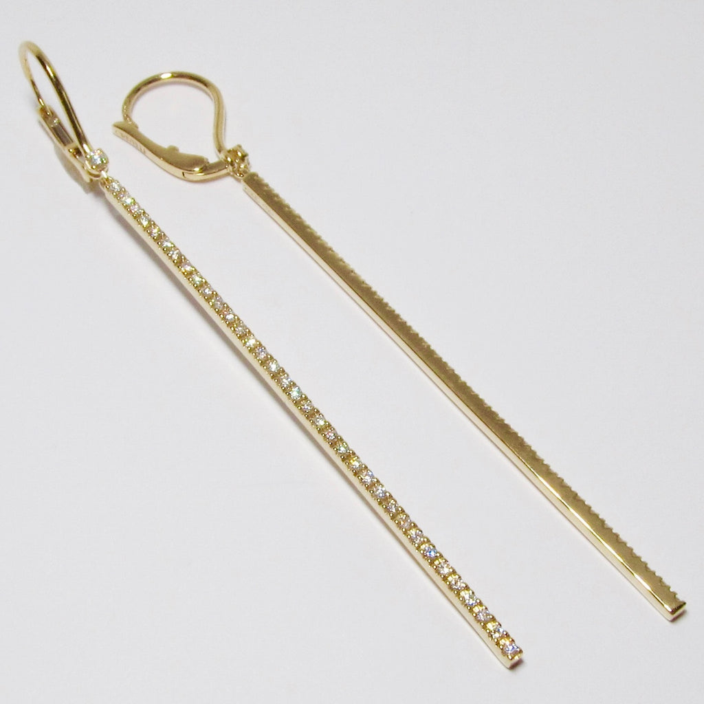 18k Yellow Gold Dangle-drop Stick Earring