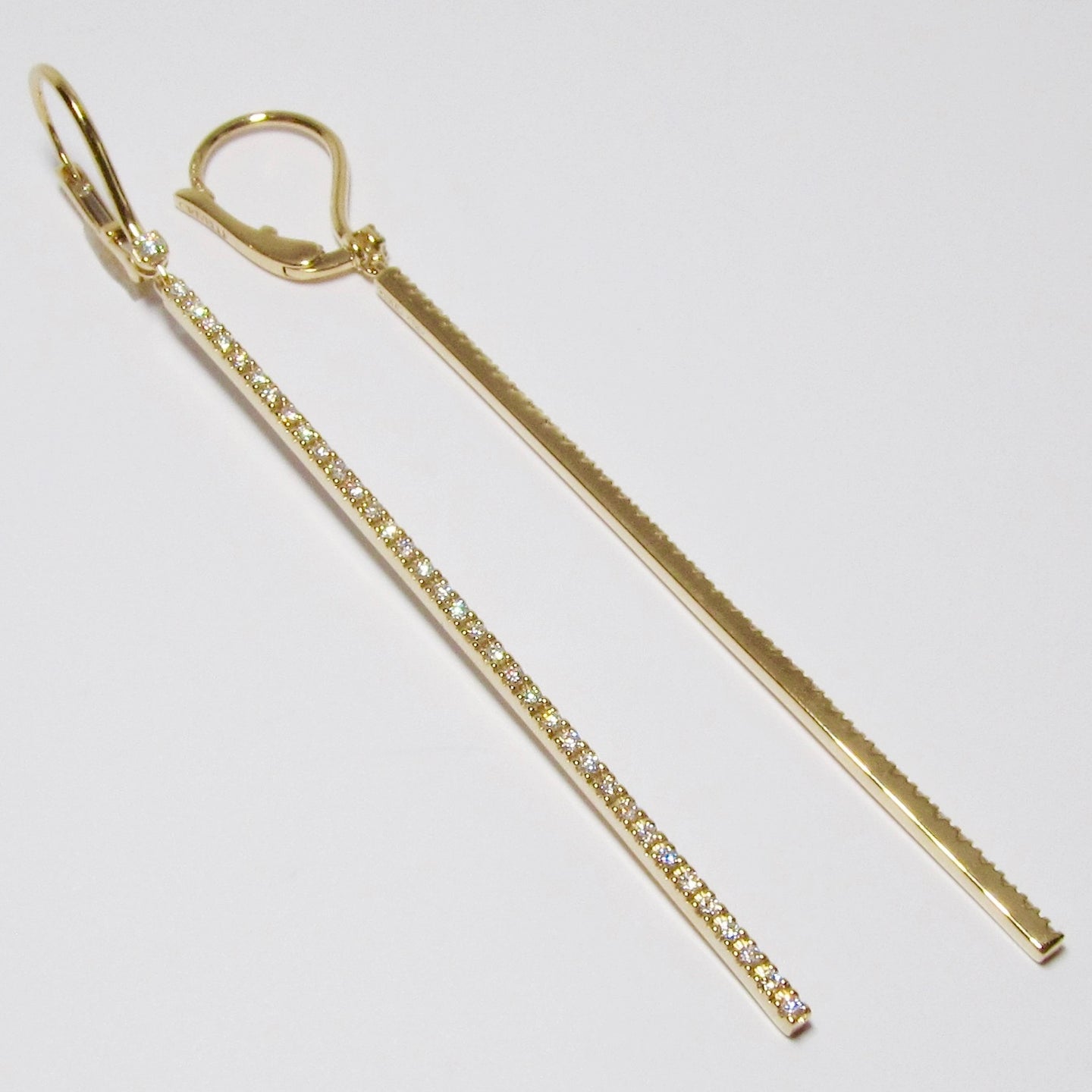 18k Yellow Gold Dangle-drop Stick Earring