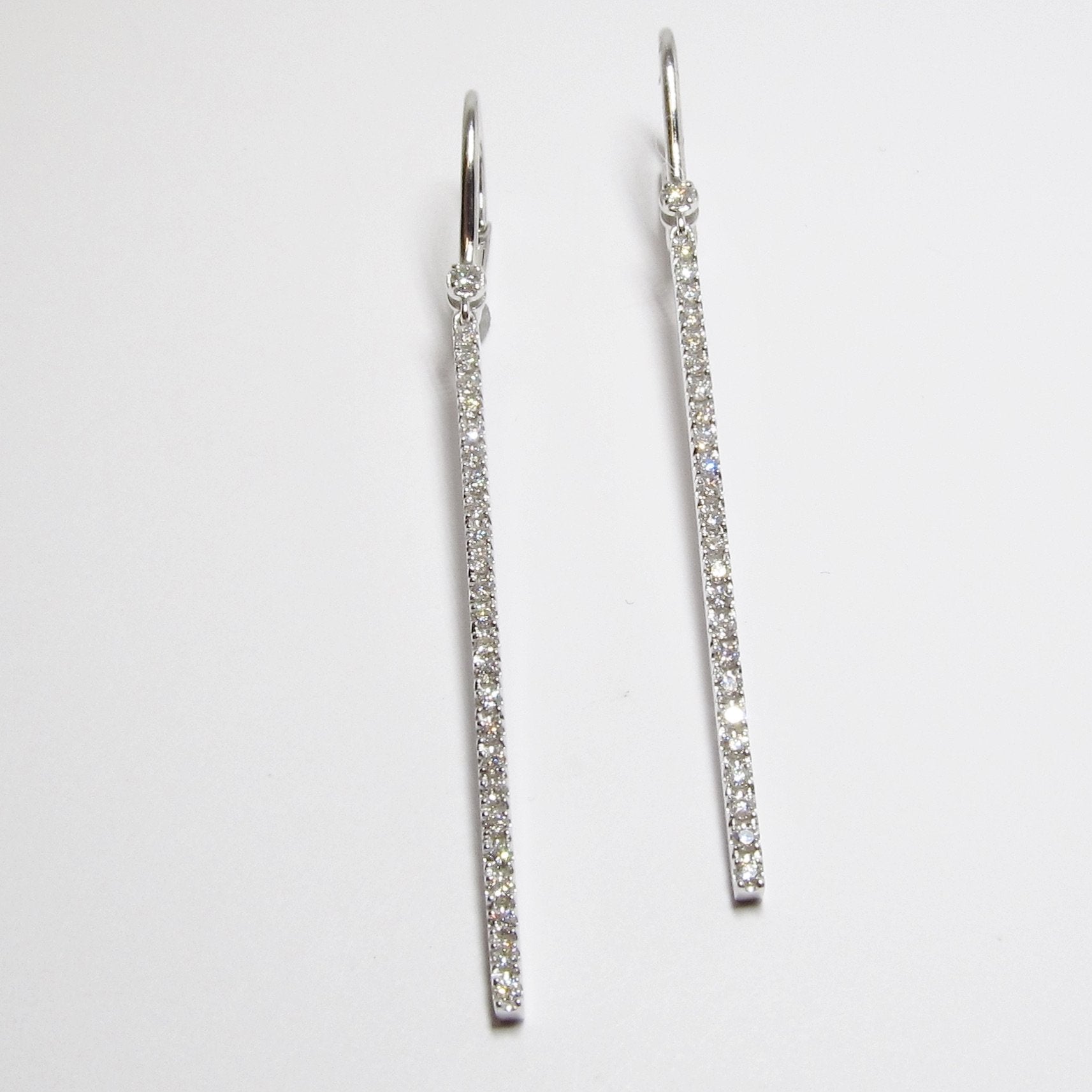 18k White Gold Dangle-Drop Stick Earrings