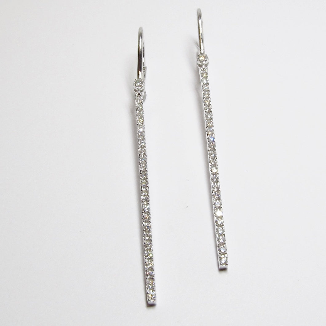 18k White Gold Dangle-Drop Stick Earrings