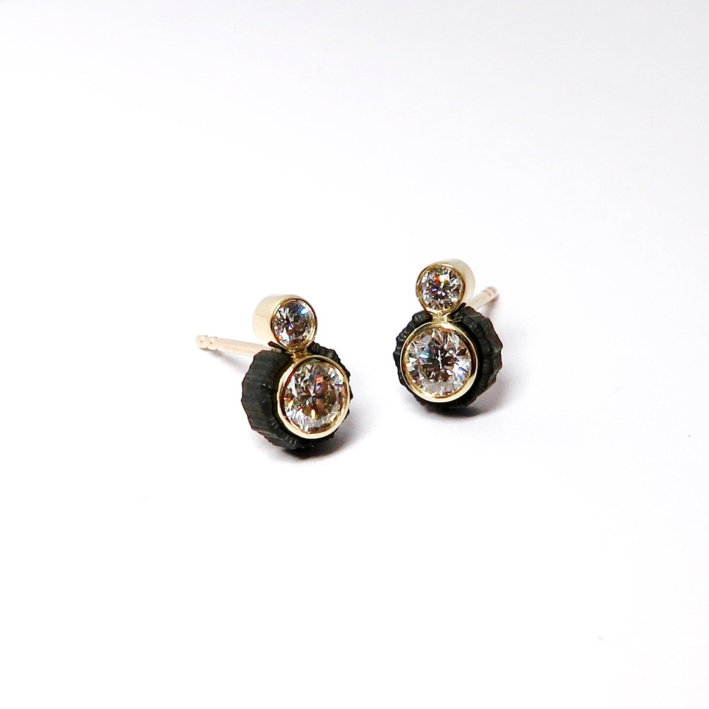 Chroma Two Stone Stud Earrings, Available in Blue Sapphire and White Diamond