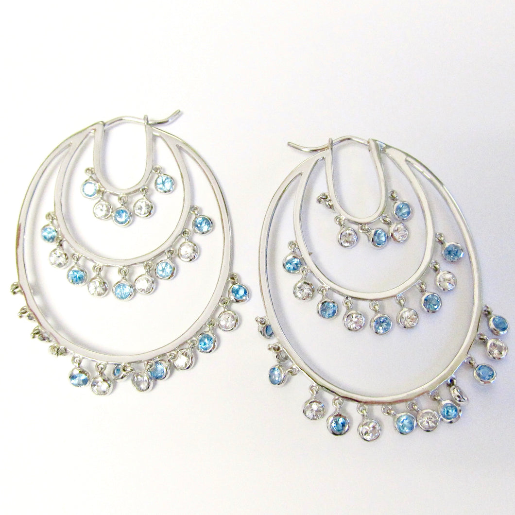 18k White Gold White Sapphire Earrings