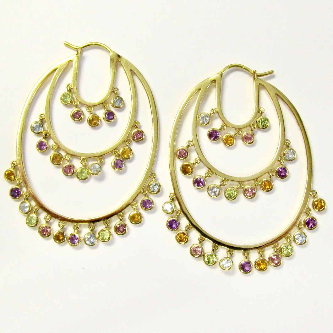 18k Yellow Gold Semi-Precious Earrings