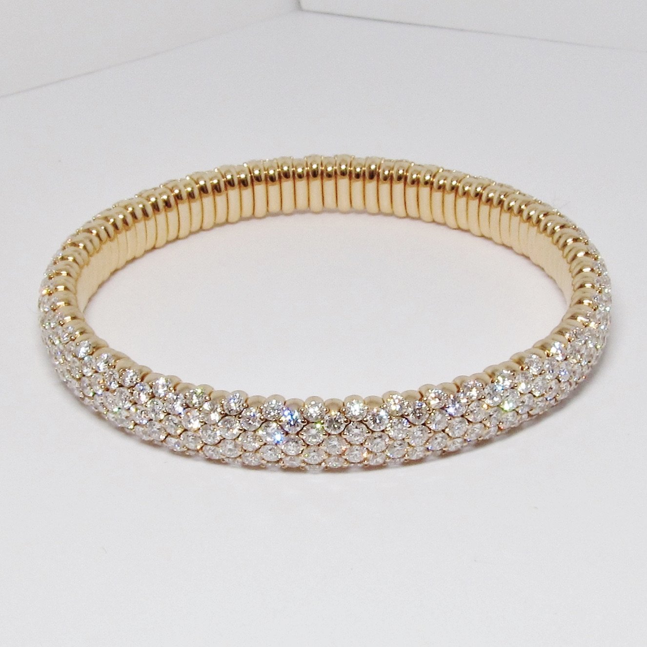 Stretch Bangle Bracelet with Round White Diamonds