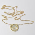 18k Yellow Gold Diamond Disk Pendant