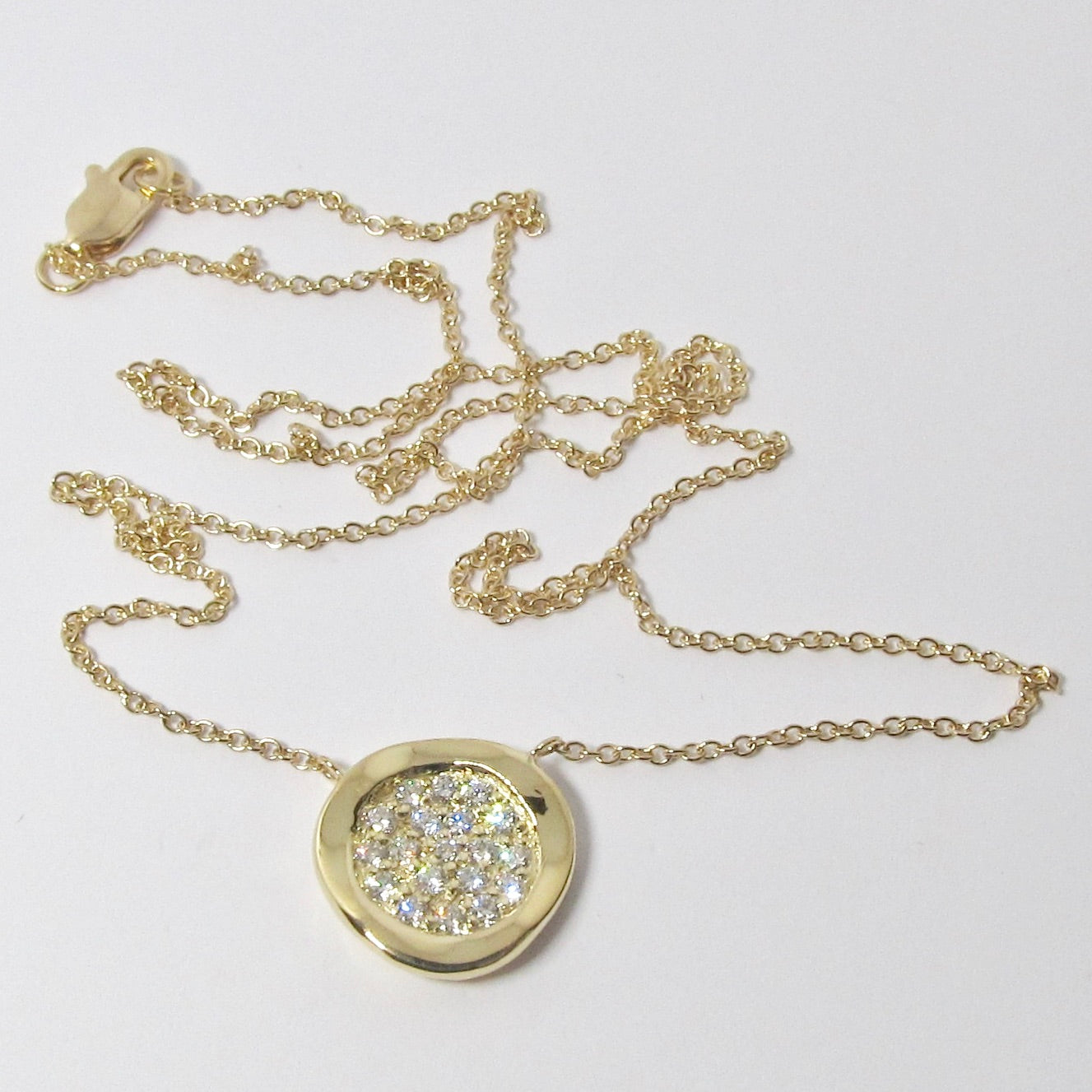 18k Yellow Gold Diamond Disk Pendant