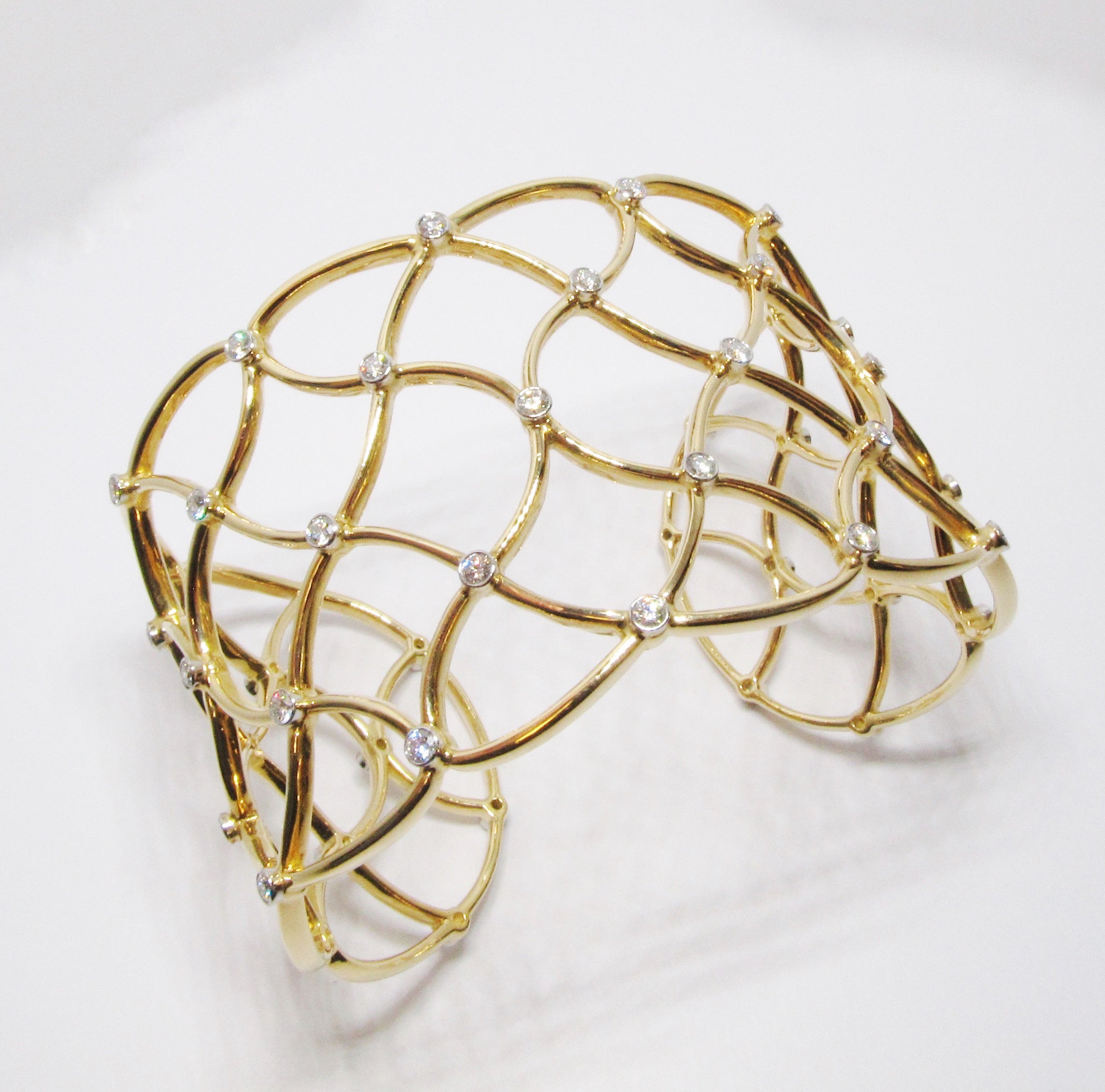18k Yellow Gold Cuff Bracelet w/ Diamonds
