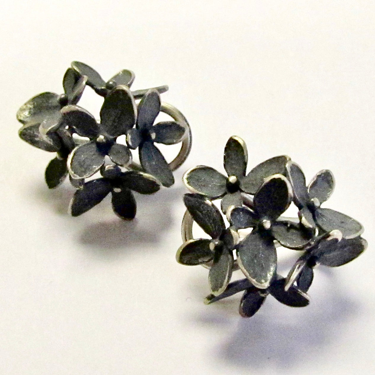 Sterling Silver Small 6 Part Hydrangea Earrings