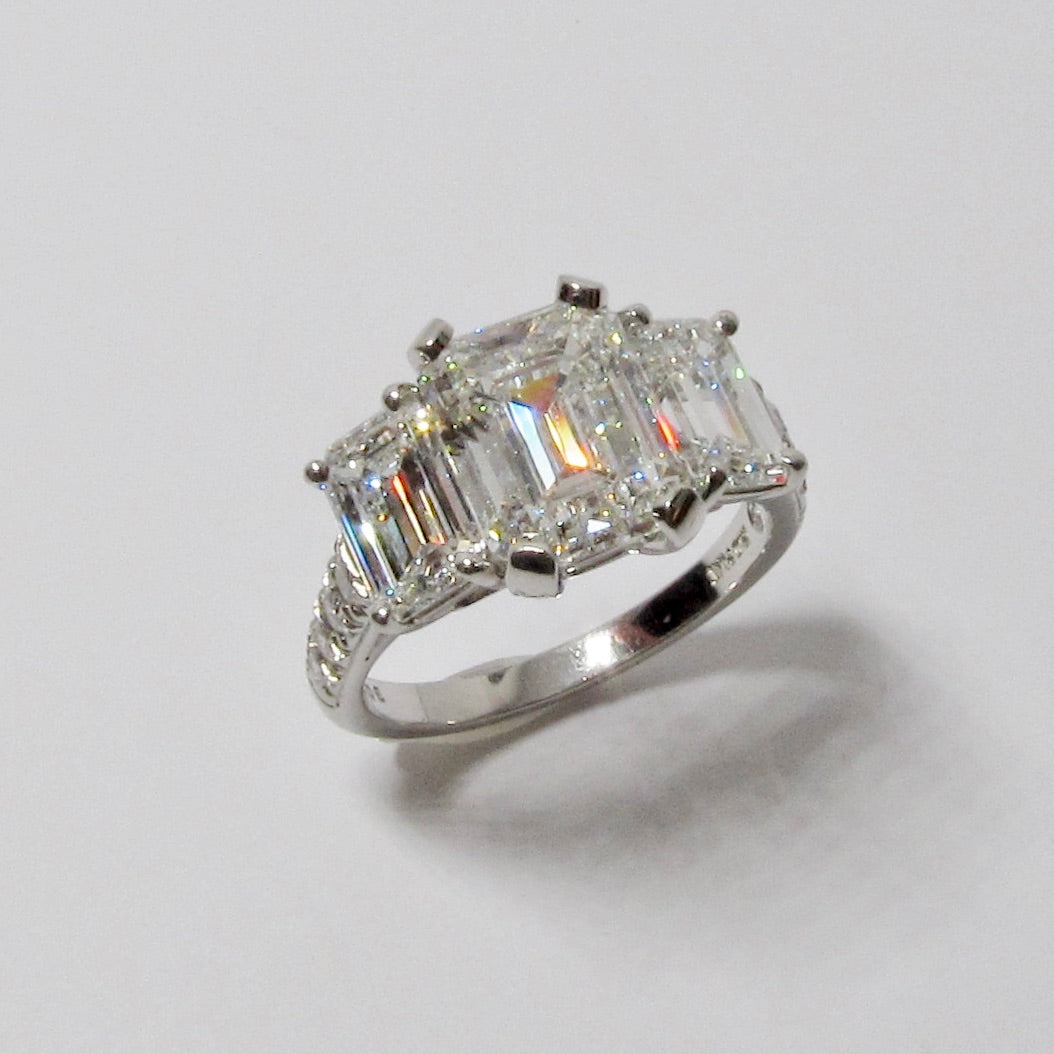 Emerald Cut Diamond 3 Stone Ring